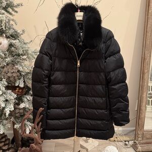 Herno Black Puffer Jacket with Fur Trim